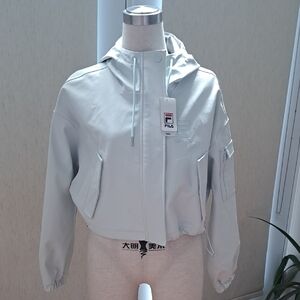 Cropped Fila Sport Jacket in Light Gray